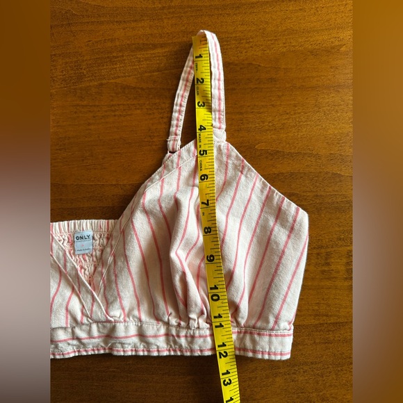 Only•v-neck pinstripe bralette top•women’s large•100% cotton•pink/cream•Old Navy - Picture 10 of 13